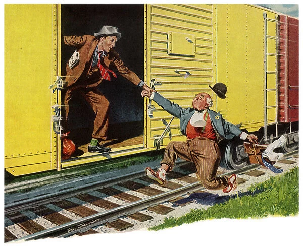 Hobos Hop Freight Train Date: 1950
