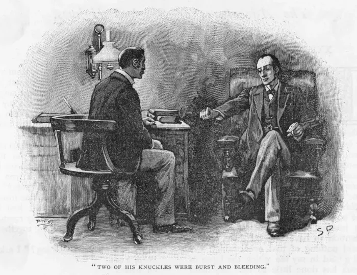 Framed Print : Holmes & Watson Print: 1893 The Final Problem, Showing Bleeding Knuckles Framed Print : Holmes & Watson Print: 1893 The Final Problem, Showing Bleeding Knuckles