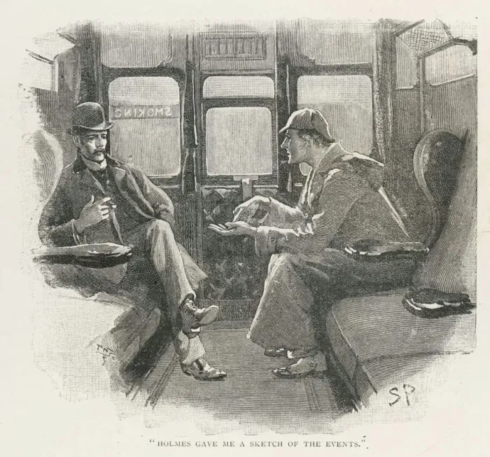 Framed Print : Print of Holmes and Watson in a Railway Compartment Framed Print : Print of Holmes and Watson in a Railway Compartment