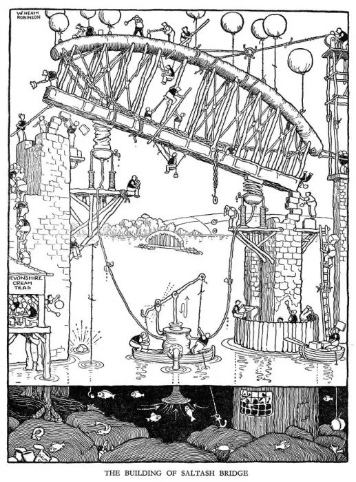Framed Print : W Heath Robinson Print - Railway Ribaldry (1935) Framed Print : W Heath Robinson Print - Railway Ribaldry (1935)