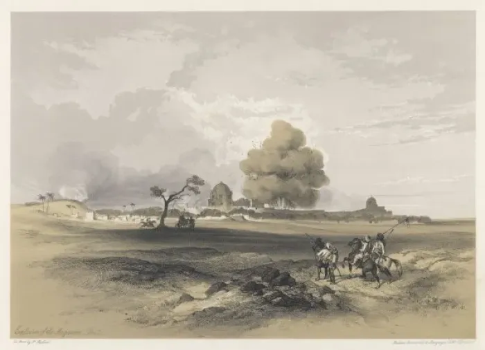 Framed Print : Print of the Multan Siege Explosion