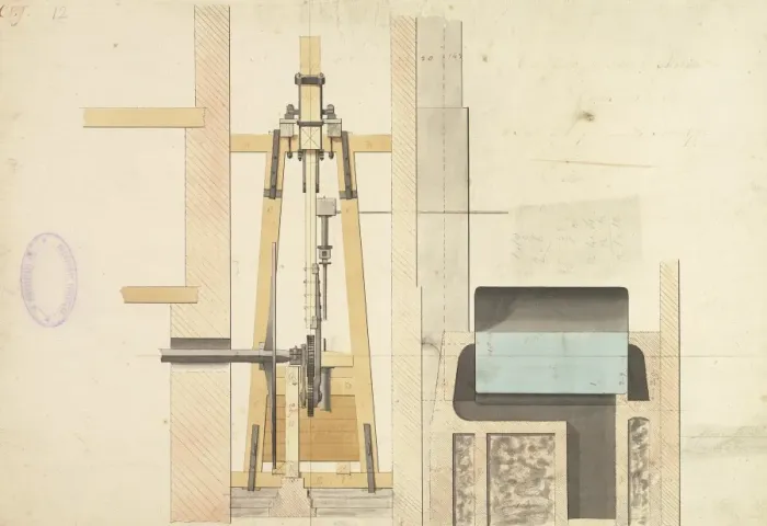 Framed Print : Edge View of Rotative Motion Print, 1795 Framed Print : Edge View of Rotative Motion Print, 1795