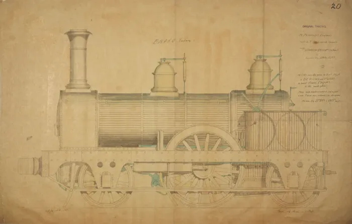Framed Print : Passenger Engine Side Elevation Print, 1846 Framed Print : Passenger Engine Side Elevation Print, 1846