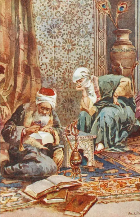 Framed Print : Interior of the Harem with a scribe Print, circa 1910s Framed Print : Interior of the Harem with a scribe Print, circa 1910s