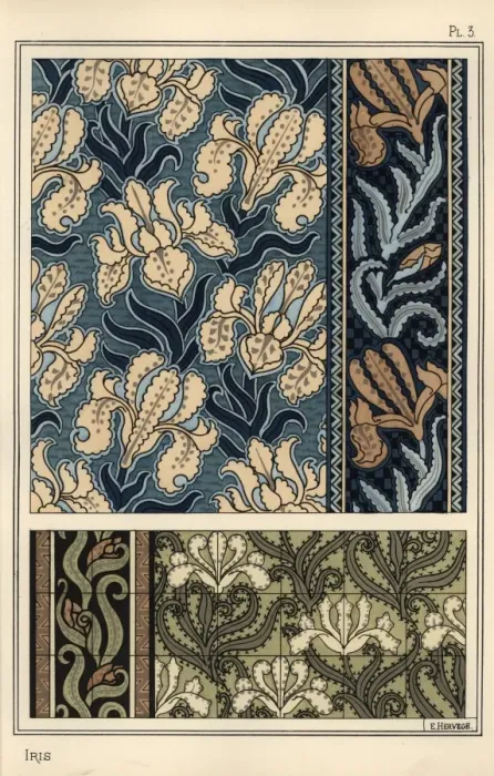 Framed Print : The Iris in Patterns for Fabrics and Tiles Print, 1897 Framed Print : The Iris in Patterns for Fabrics and Tiles Print, 1897
