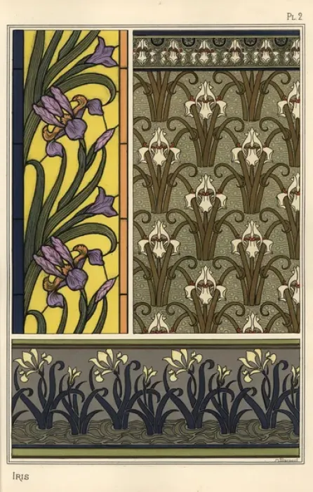 Framed Print : Art Nouveau Print of Iris in Stained Glass Patterns Framed Print : Art Nouveau Print of Iris in Stained Glass Patterns