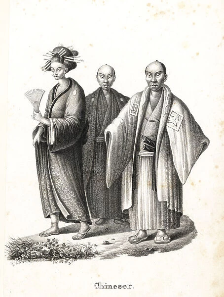 Japanese oiran and samurai