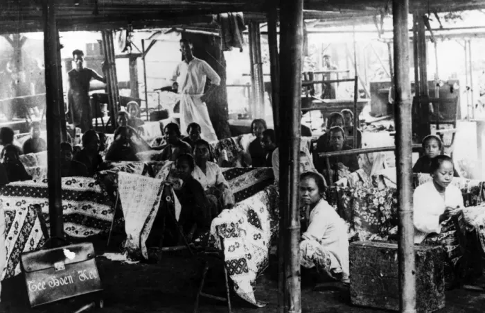 Framed Print : Java Textiles Factory Young Girls Working Print Framed Print : Java Textiles Factory Young Girls Working Print