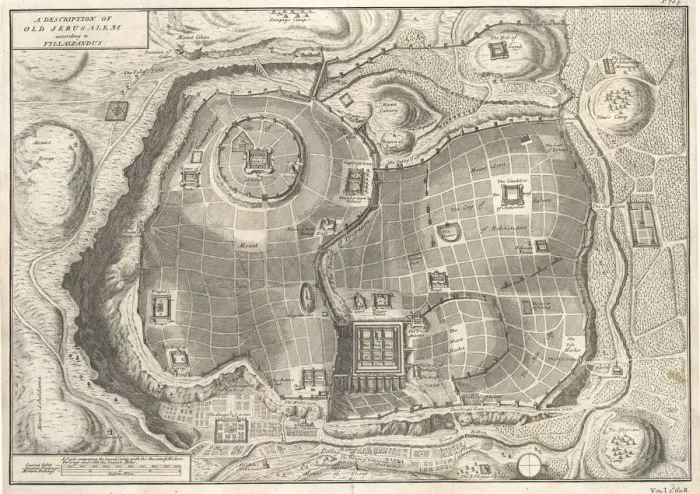 Framed Print : Jerusalem Print: Ancient City Plan Framed Print : Jerusalem Print: Ancient City Plan