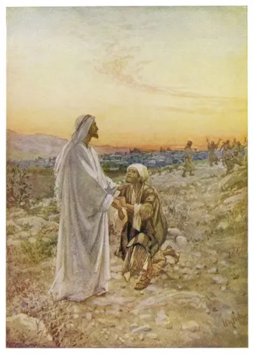 Framed Print : Print of Jesus Heals a Leper in Samaria Framed Print : Print of Jesus Heals a Leper in Samaria