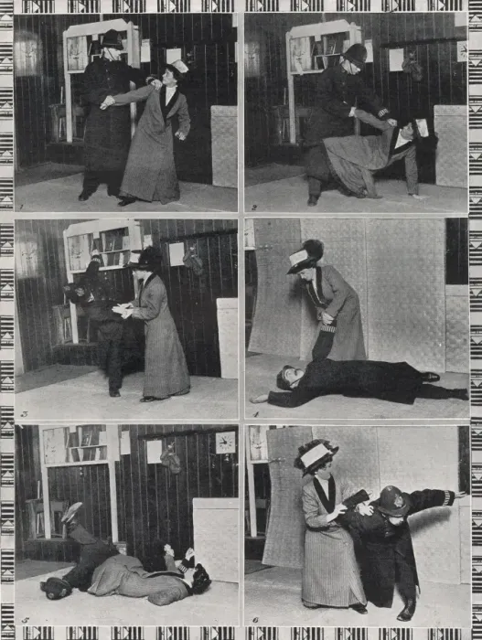 Framed Print : Mrs Garrud Disposing of a Policeman, 1910 Print