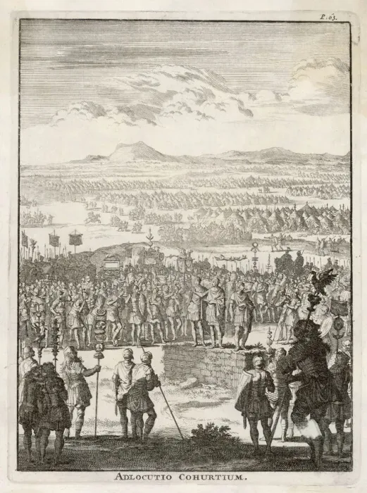 Framed Print : Rubicon Crossing Print of Julius Caesar Addressing Troops
