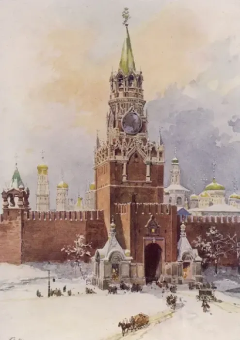 Framed Print : Kremlin Saviour Tower Print 1913 Framed Print : Kremlin Saviour Tower Print 1913