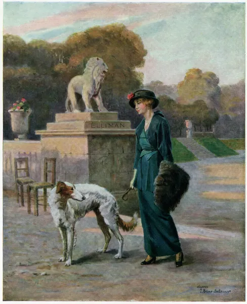 Lady with Borzoi in Park