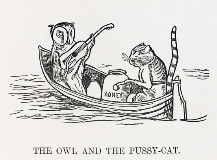 Framed Print : The Owl and the Pussycat Print Framed Print : The Owl and the Pussycat Print
