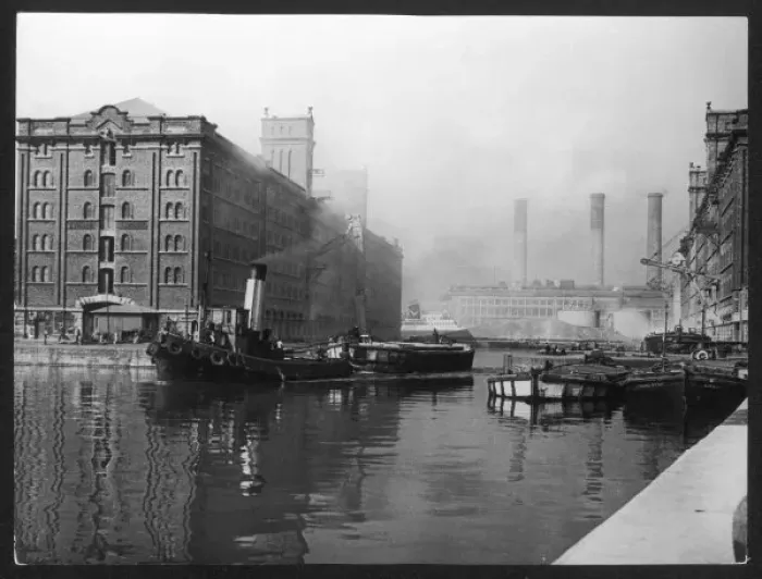 Framed Print : Liverpool Docks Print: Steam Ship and Barge Framed Print : Liverpool Docks Print: Steam Ship and Barge