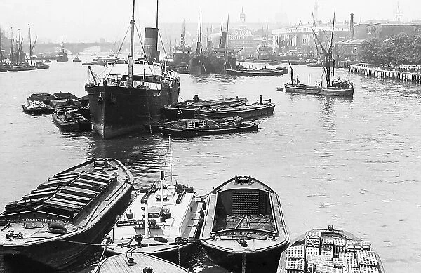 London River Thames from Tower Bridge early 1900s