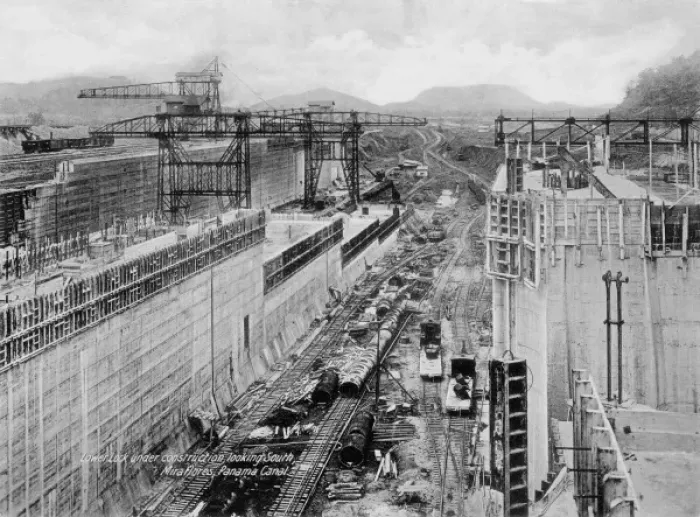 Framed Print : Panama Canal Lower Lock Construction Print Framed Print : Panama Canal Lower Lock Construction Print