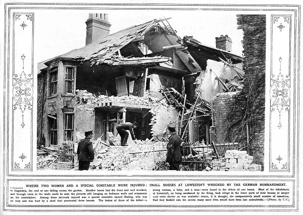 Lowestoft bombardment - damaged houses, 1916