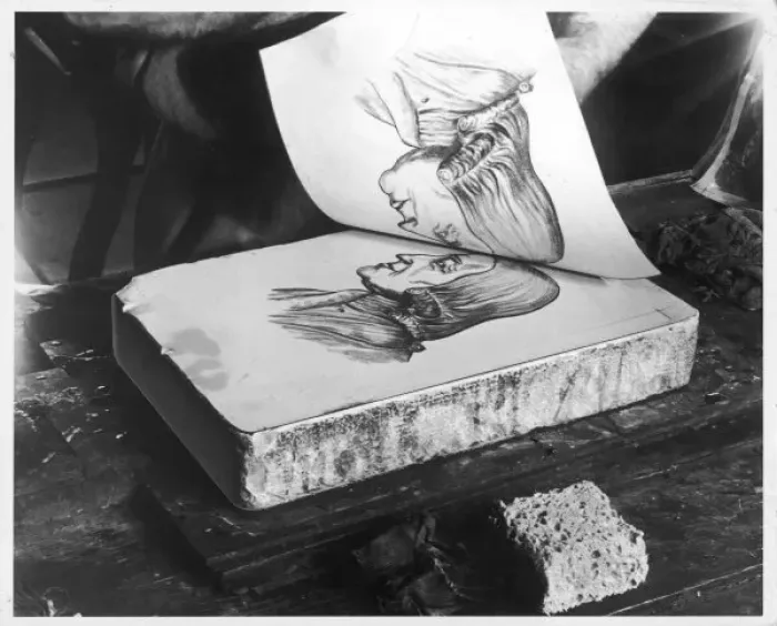 Framed Print : Lithograph Print on Lithographic Stone Framed Print : Lithograph Print on Lithographic Stone