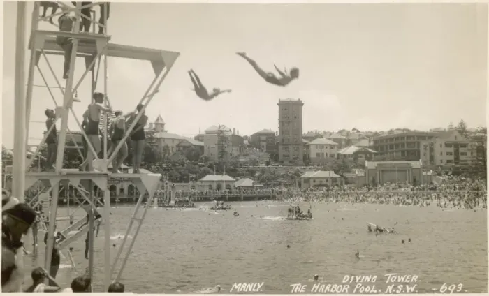Framed Print : Manly Diving Tower Print, Sydney Harbour 1900s Framed Print : Manly Diving Tower Print, Sydney Harbour 1900s