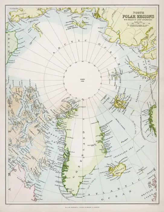 Framed Print : Arctic Circle Print C1880 Map Framed Print : Arctic Circle Print C1880 Map