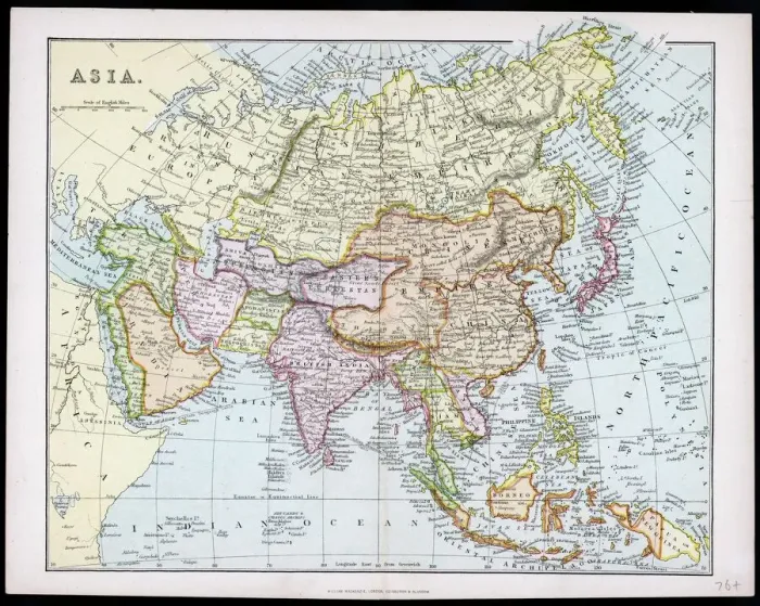 Framed Print : Asia C1877 Map Print Framed Print : Asia C1877 Map Print