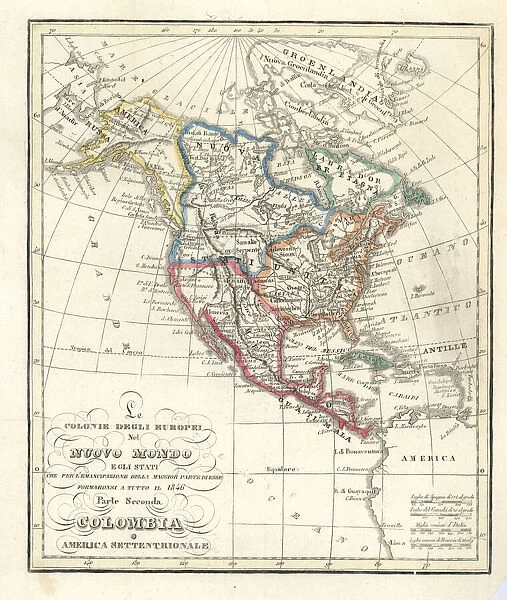 Map of the European colonies in the New World, 1846
