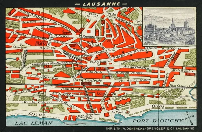Framed Print : Lausanne City Print