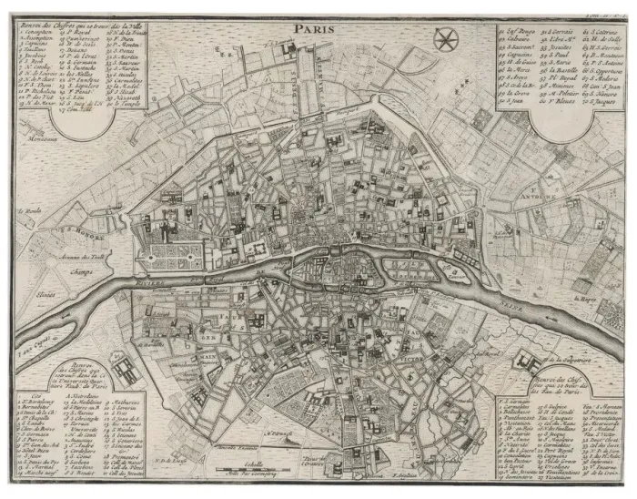 Framed Print : Paris 18C Detailed Map Print Framed Print : Paris 18C Detailed Map Print