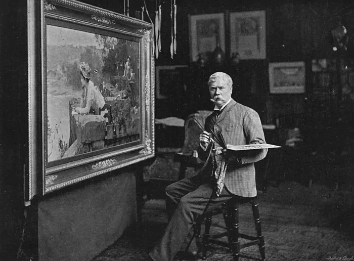 Framed Print : Marcus Stone at Work Print, 19th Century Framed Print : Marcus Stone at Work Print, 19th Century