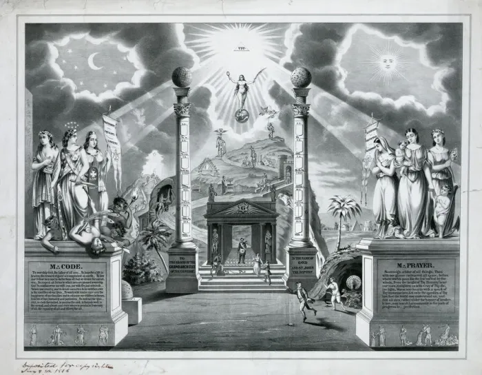 Framed Print : Masonic Chart Print, c1846 Framed Print : Masonic Chart Print, c1846