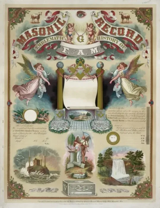 Framed Print : Masonic Record Print, 1872 Framed Print : Masonic Record Print, 1872