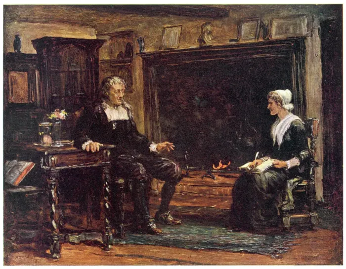 Framed Print : Print of Milton Dictating, a blind English writer Framed Print : Print of Milton Dictating, a blind English writer