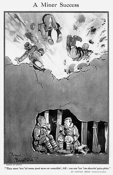 A Miner Success by Bruce Bairnsfather, WW1 cartoon