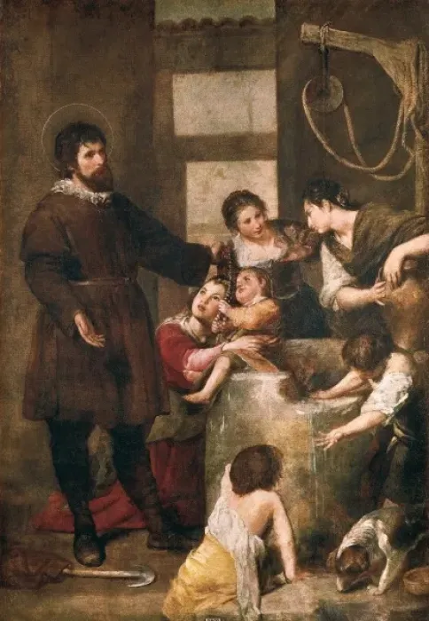 Framed Print : The Miracle at the Well Oil on Canvas Print Framed Print : The Miracle at the Well Oil on Canvas Print