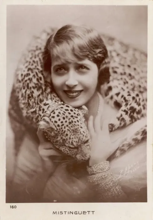 Framed Print : Mistinguett with Leopard Print Framed Print : Mistinguett with Leopard Print