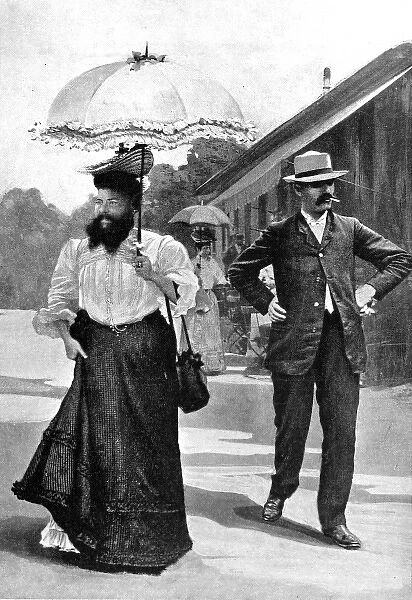 Mme. Delait, the bearded lady, with her husband at La Schluc