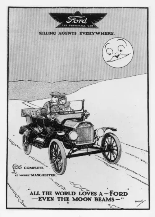 Framed Print : Even the Moon Beams Print - Ford Advertisement