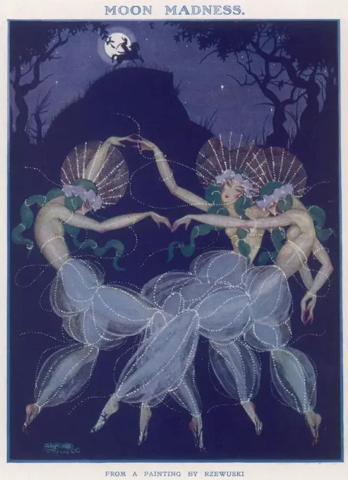 Framed Print : Ladies Dancing in Moonlight Print Framed Print : Ladies Dancing in Moonlight Print