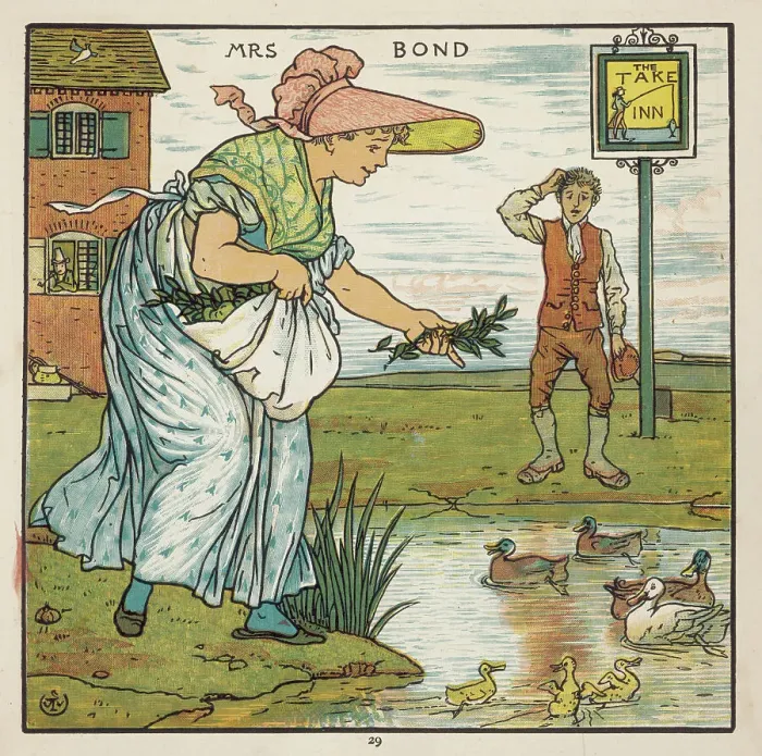 Framed Print : Mrs Bond Feeds the Ducks Print Framed Print : Mrs Bond Feeds the Ducks Print