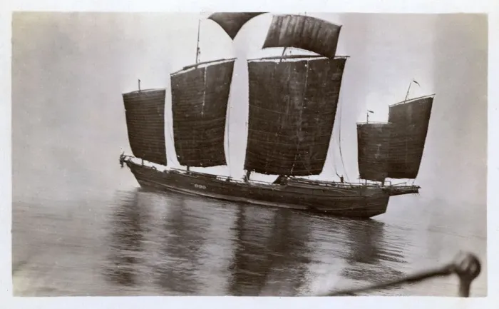 Framed Print : Multi-masted Chinese Junk Print circa 1920s Framed Print : Multi-masted Chinese Junk Print circa 1920s