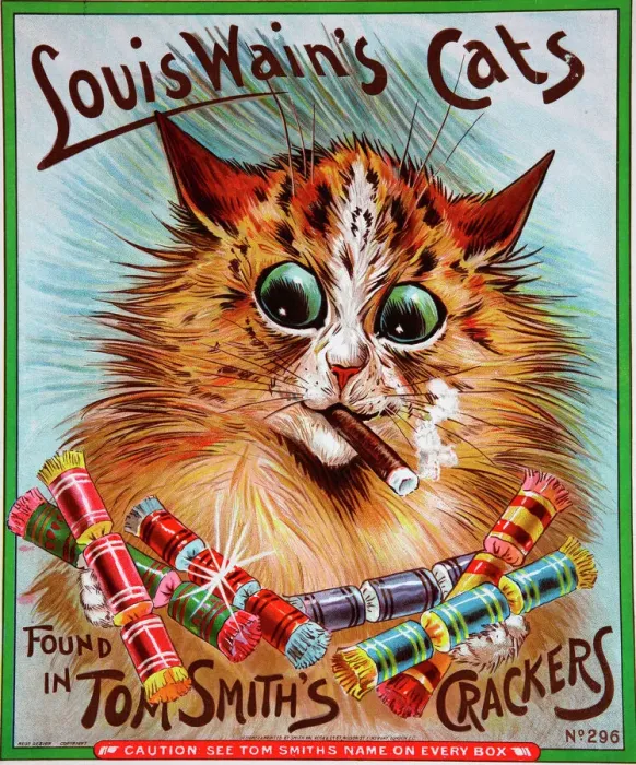 Framed Print : Tom Smith Christmas Crackers Print 1907 Louis Wain Cats Framed Print : Tom Smith Christmas Crackers Print 1907 Louis Wain Cats