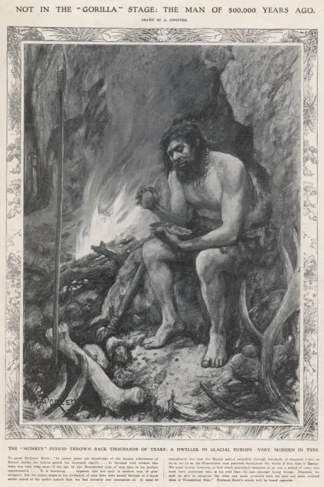 Framed Print : Neanderthal Man Print: 500,000 Year Old Illustration Framed Print : Neanderthal Man Print: 500,000 Year Old Illustration