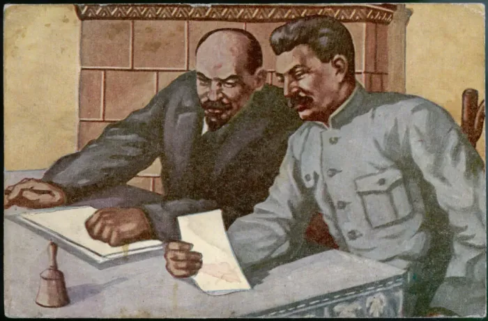 Framed Print : LENIN AND STALIN DISCUSS PLANS Print circa 1920