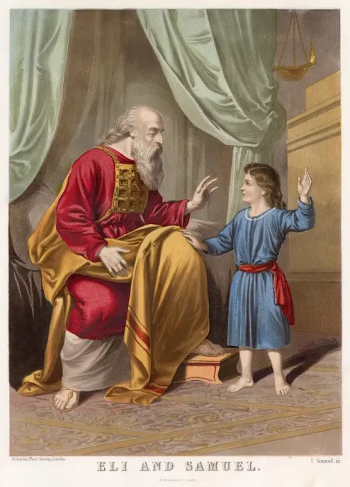 Framed Print : The young Samuel and the old priest Eli Print