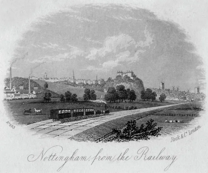 Framed Print : Print of Nottingham Railway Arrival in 1853 Framed Print : Print of Nottingham Railway Arrival in 1853