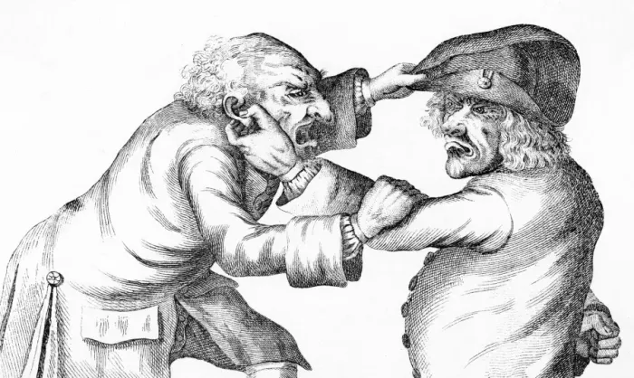 Framed Print : Tim Bobbin's Print: Two Wrinkled Men Engage in a Physical Altercation Framed Print : Tim Bobbin's Print: Two Wrinkled Men Engage in a Physical Altercation