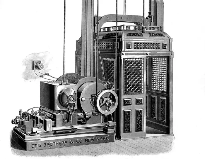 Framed Print : 1890 OTIS Electric Elevator Print Framed Print : 1890 OTIS Electric Elevator Print
