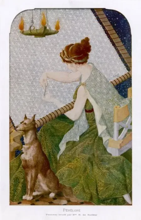 Framed Print : Penelope Embroidering, Print Framed Print : Penelope Embroidering, Print